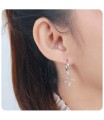 Silver Dangle Huggies Earring HO-2497